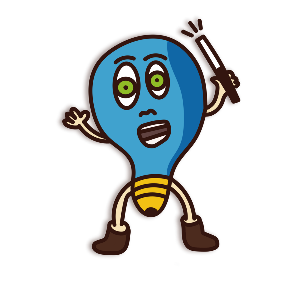 Cartoon light bulb with magic wand png
