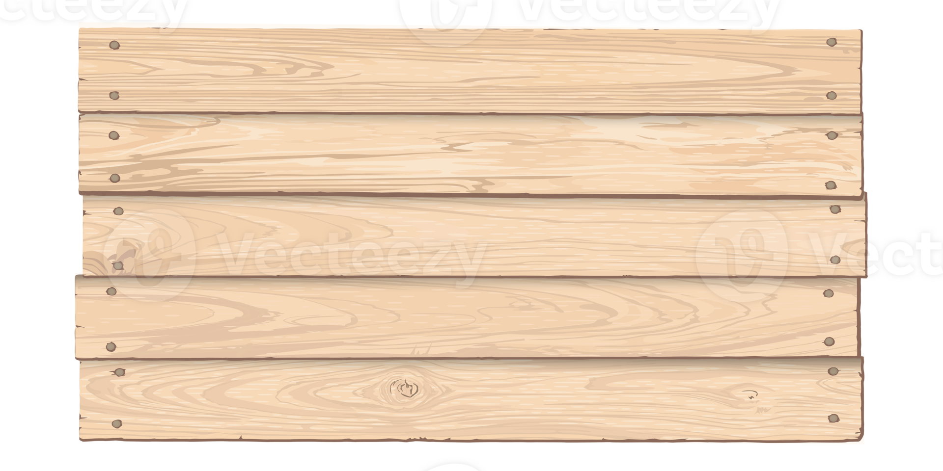 Blank signboard isolated made from cut timber panels and held together with brass rivets graphic illustrated. Nameplate wooden whitewashed texture pattern. png