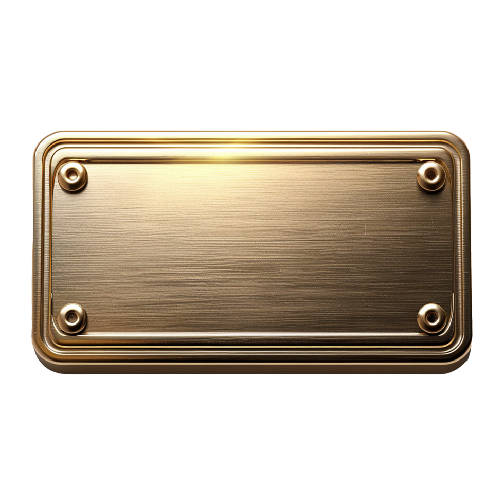 Golden nameplate icon isolated on transparent background png