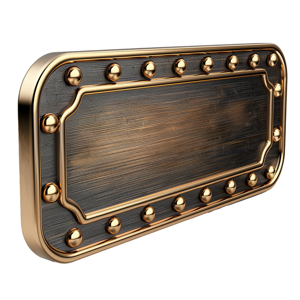 Golden nameplate icon isolated on transparent background png