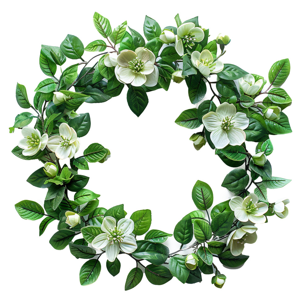 Green leaf wreath isolated on transparent background png