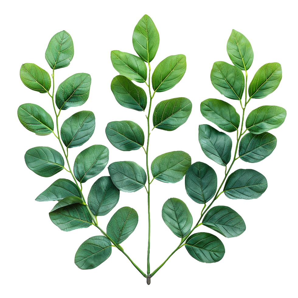 Green leaves and twigs of rue Hyperrealistic Highly Detailed isolated on transparent background png