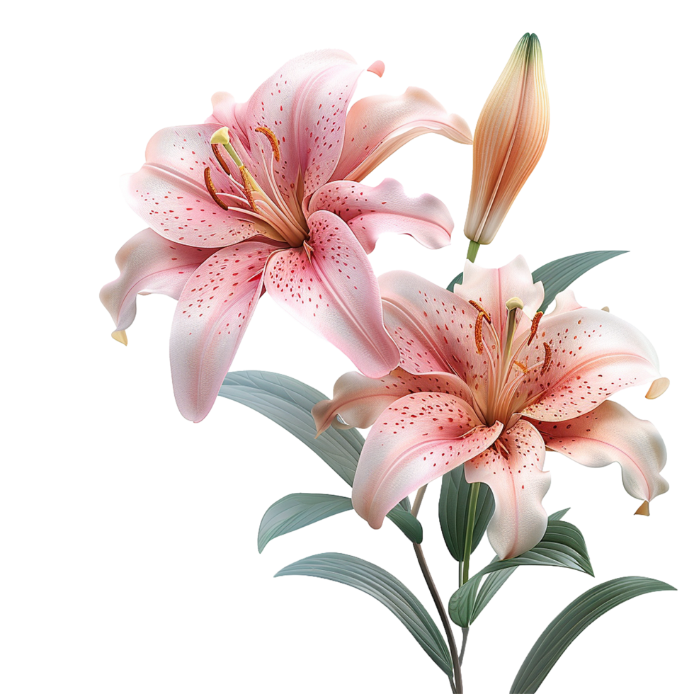 Pink lily flower isolated on transparent background png