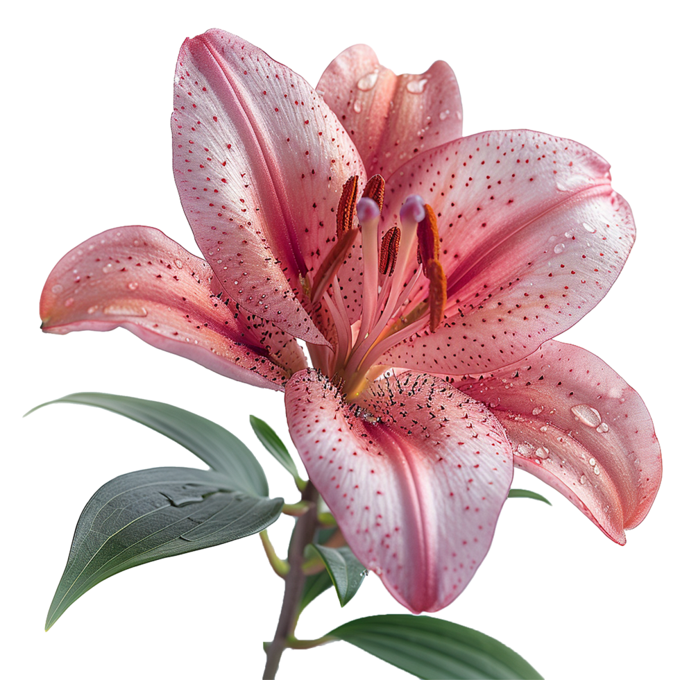 Pink lily flower isolated on transparent background png