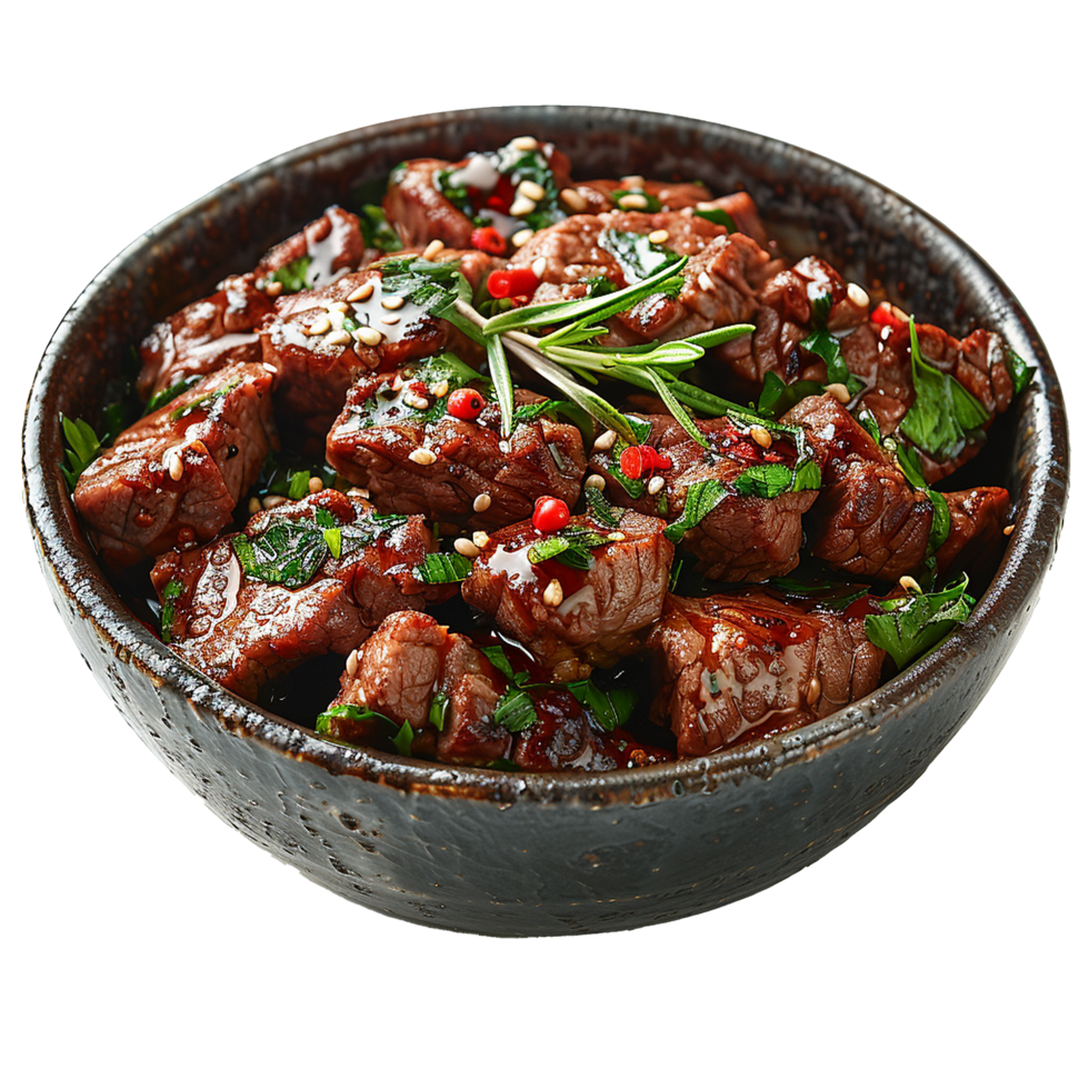 Spicy sauted beef isolated on transparent background png