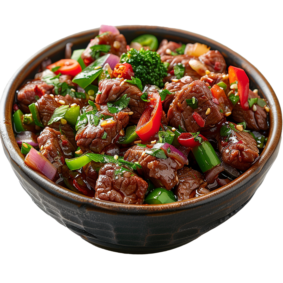 Spicy sauted beef isolated on transparent background png