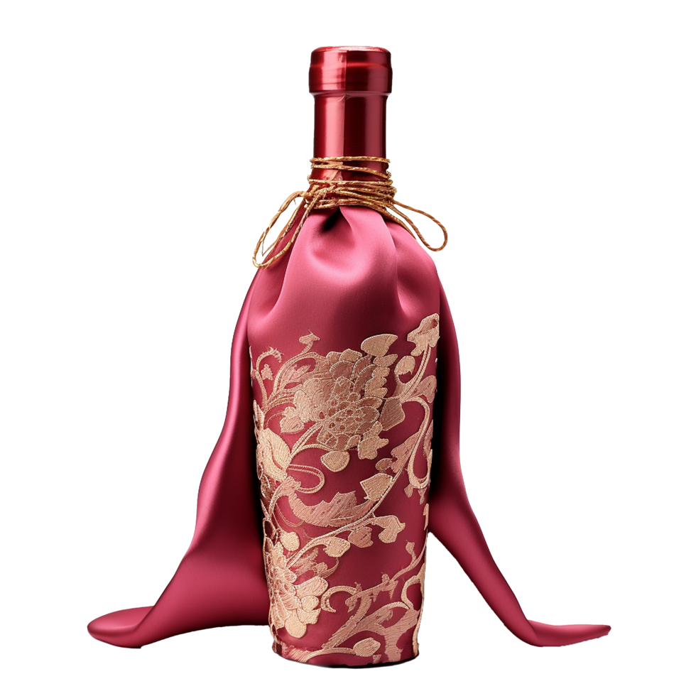 Applicable oriental silk wine bottle covers isolated on transparent background png
