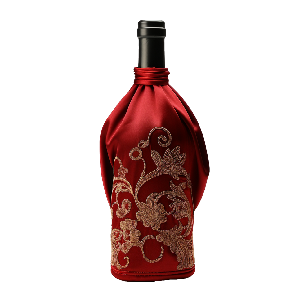 Applicable oriental silk wine bottle covers isolated on transparent background png