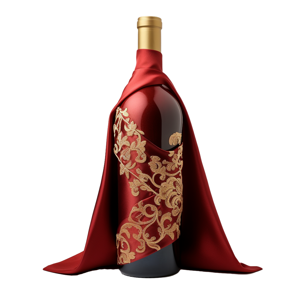 Applicable oriental silk wine bottle covers isolated on transparent background png