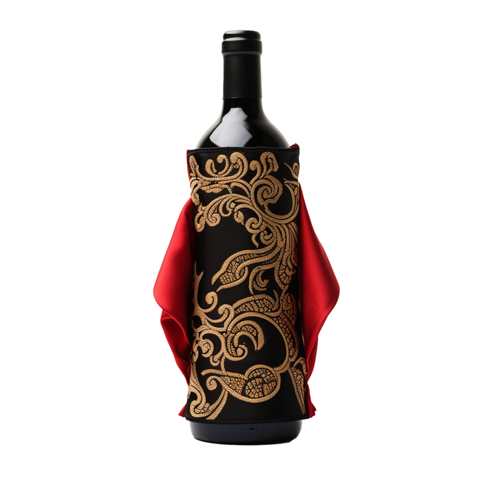 Applicable oriental silk wine bottle covers isolated on transparent background png