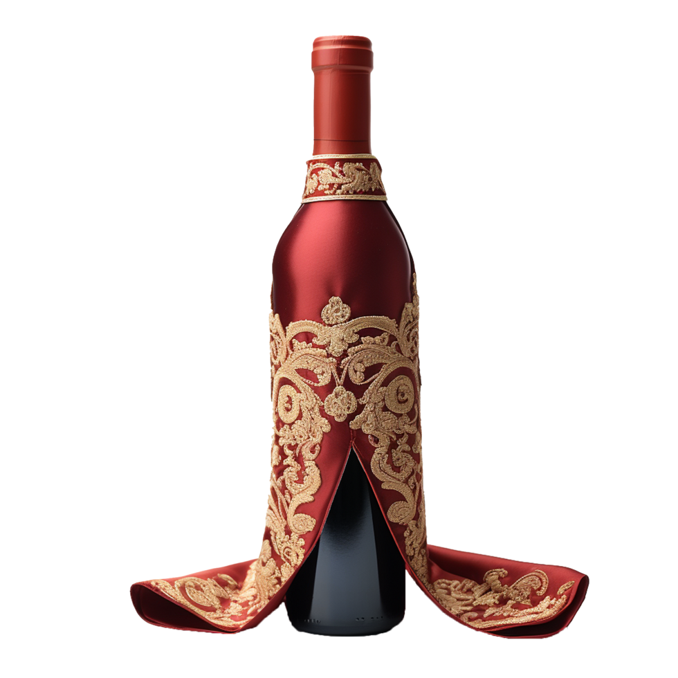 Applicable oriental silk wine bottle covers isolated on transparent background png