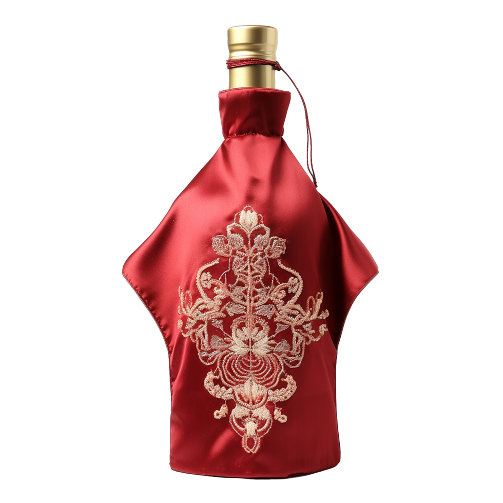 Applicable oriental silk wine bottle covers isolated on transparent background png