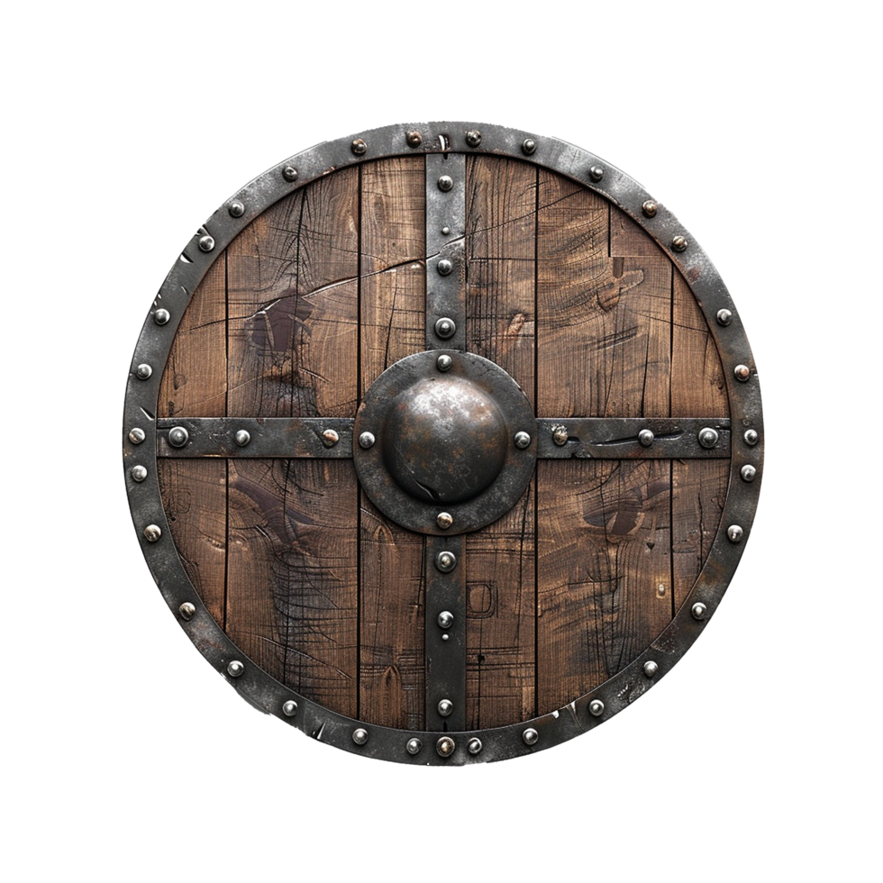 Viking round shield isolated on transparent background png