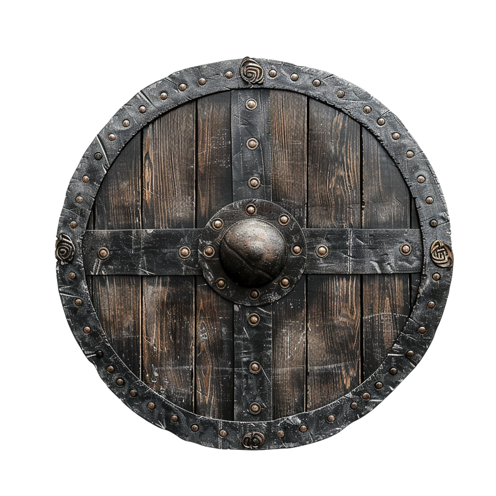 Viking round shield isolated on transparent background png