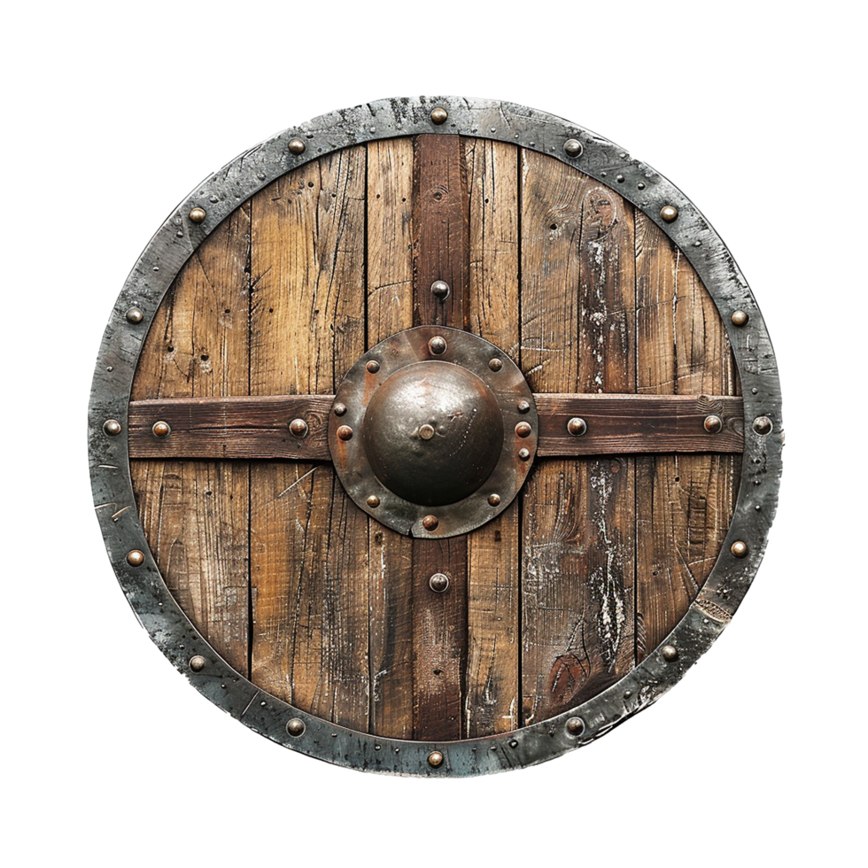 Viking round shield isolated on transparent background png