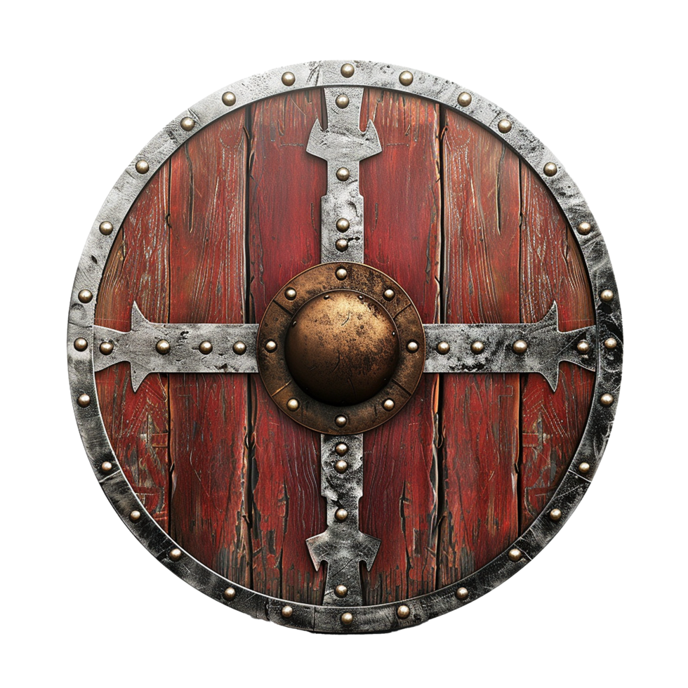 Viking round shield isolated on transparent background png