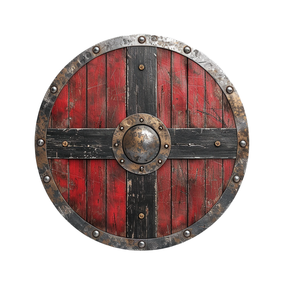 Viking round shield isolated on transparent background png