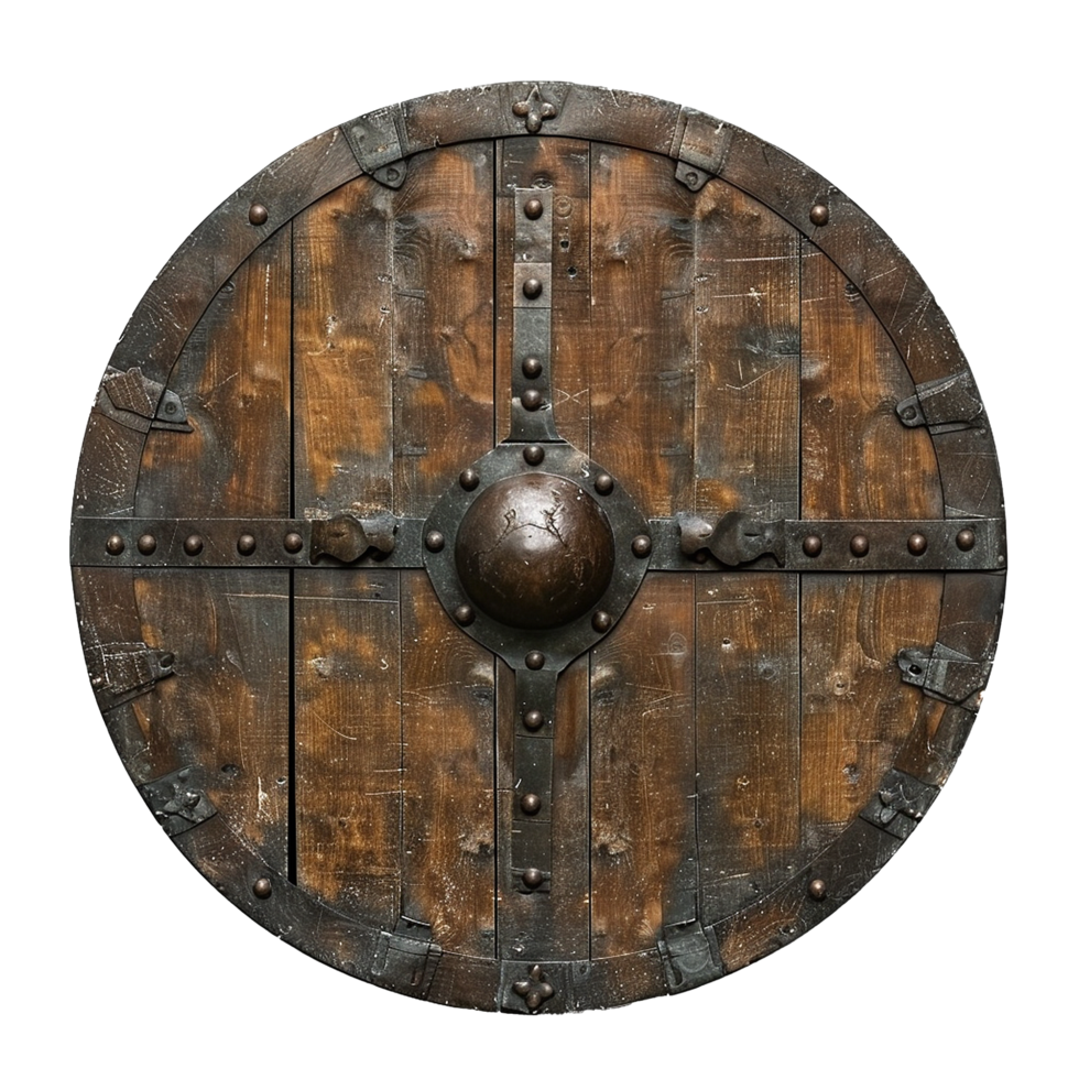 Viking round shield isolated on transparent background png