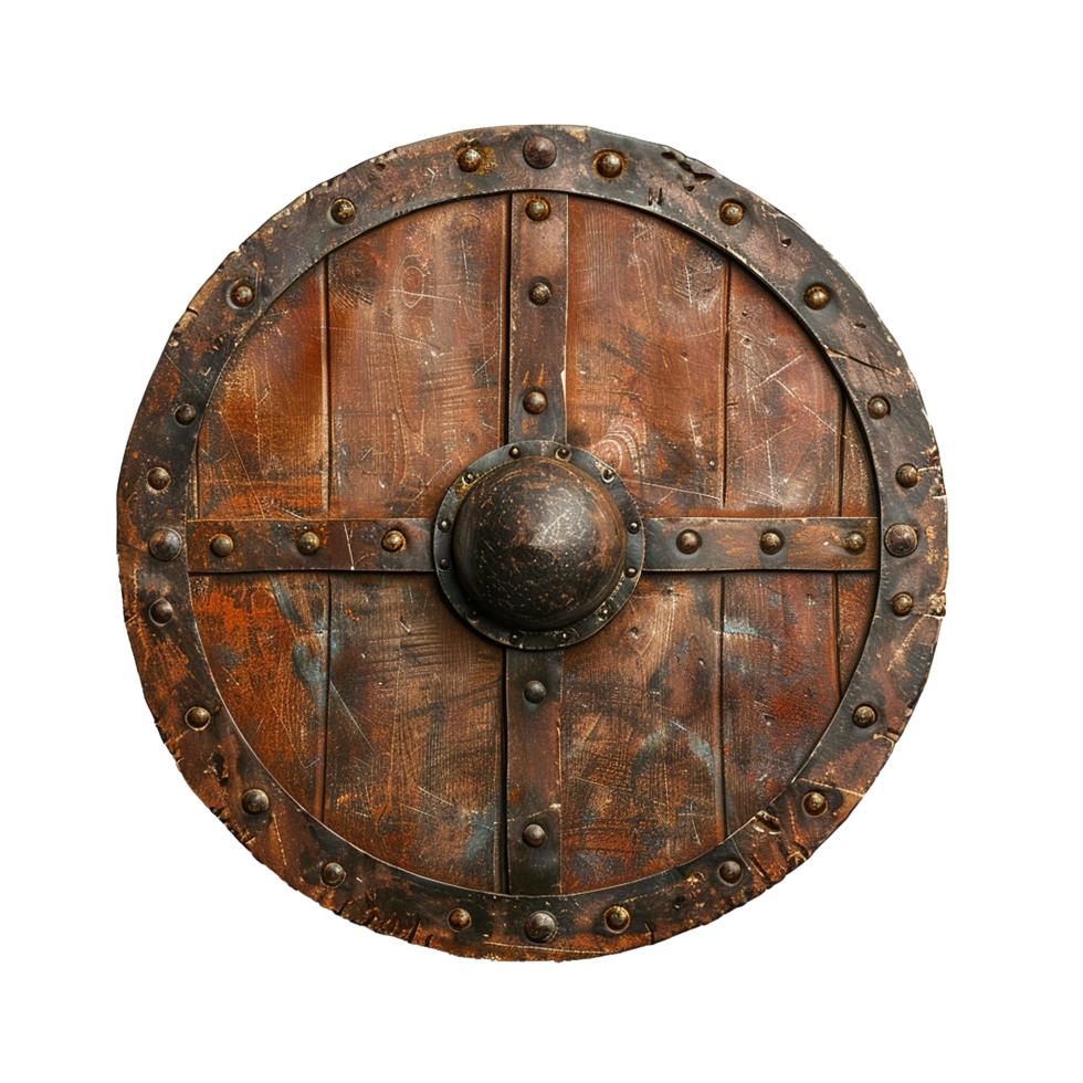 Viking round shield isolated on transparent background png