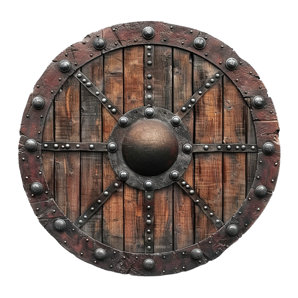 Viking round shield isolated on transparent background png