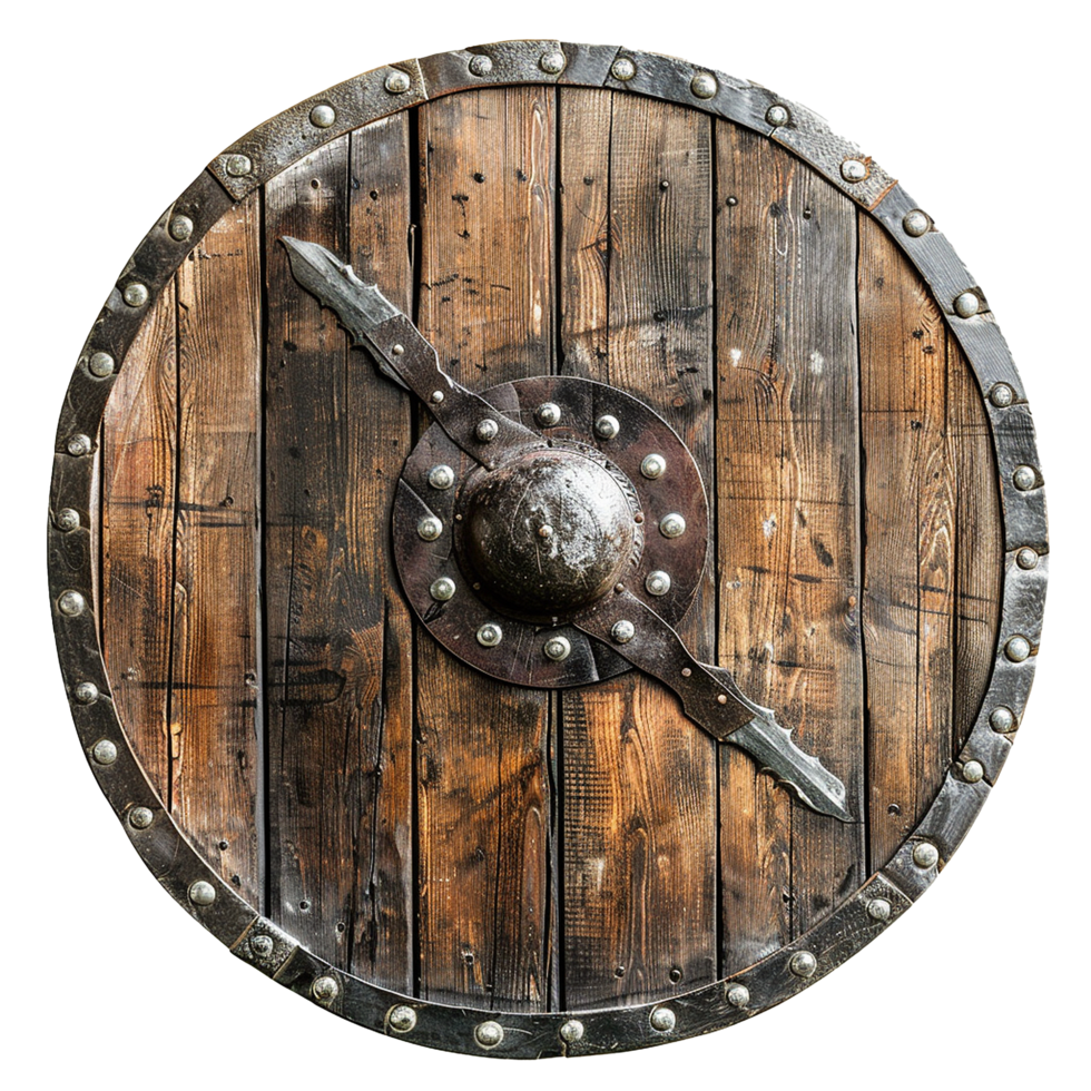 Viking round shield isolated on transparent background png