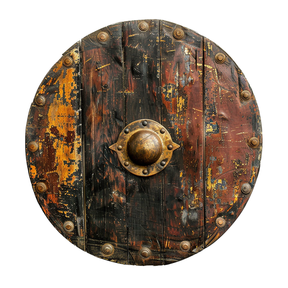 Viking round shield isolated on transparent background png