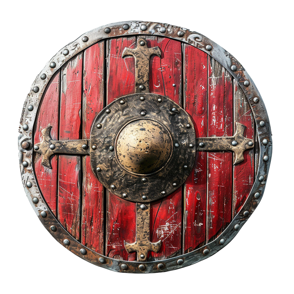 Viking round shield isolated on transparent background png