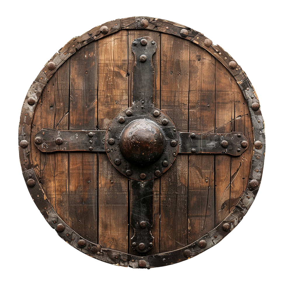 Viking round shield isolated on transparent background png