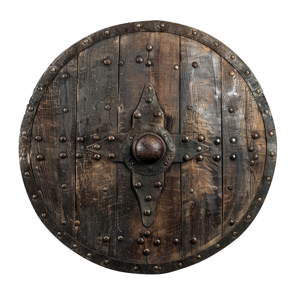 Viking round shield isolated on transparent background png