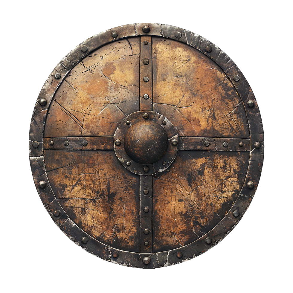 Viking round shield isolated on transparent background png