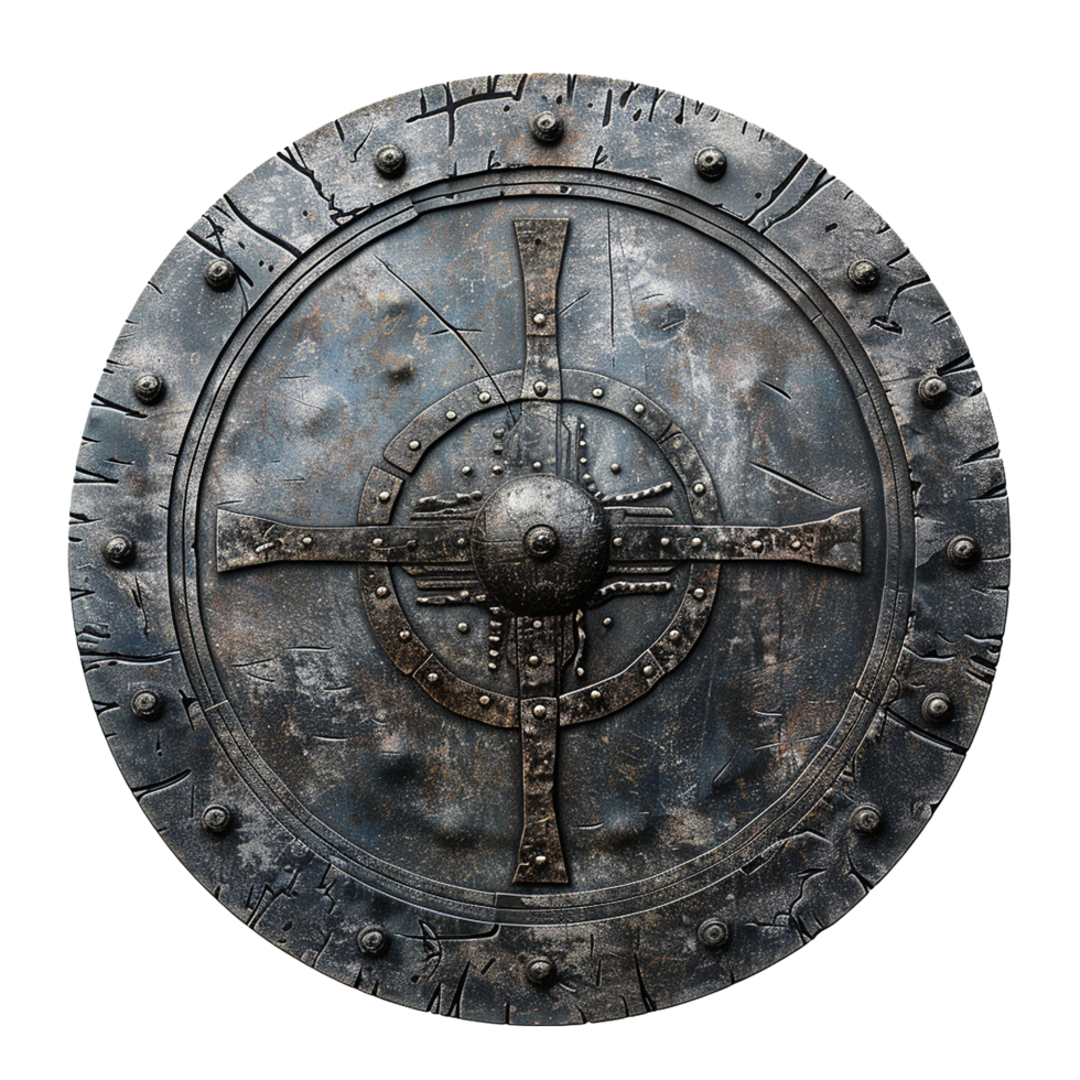 Viking round shield isolated on transparent background png