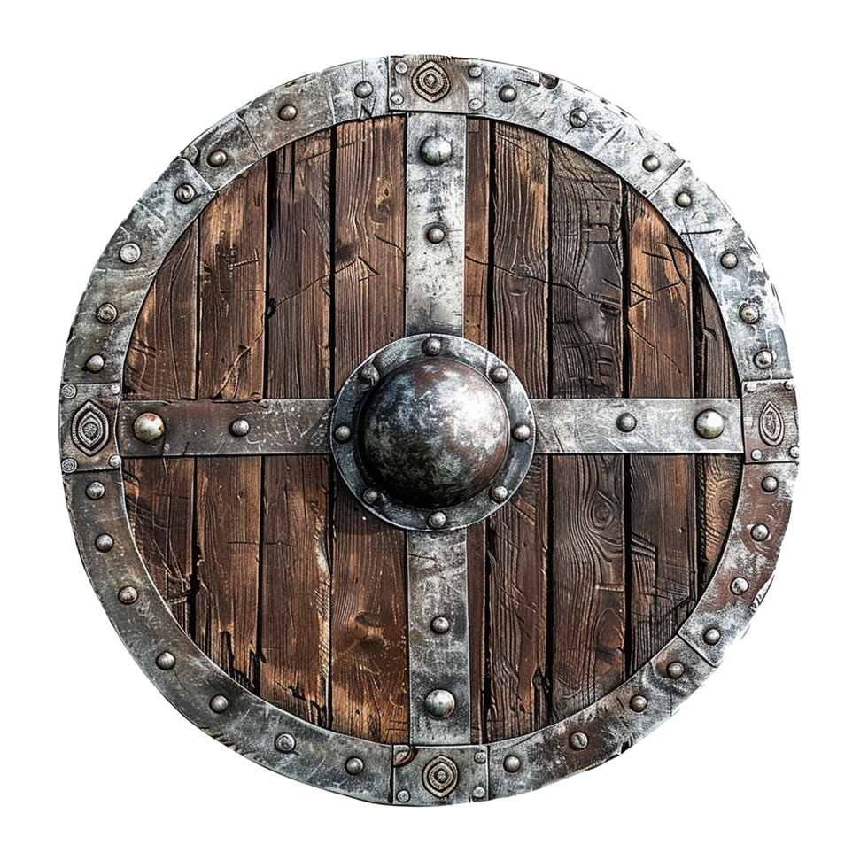 Viking round shield isolated on transparent background png
