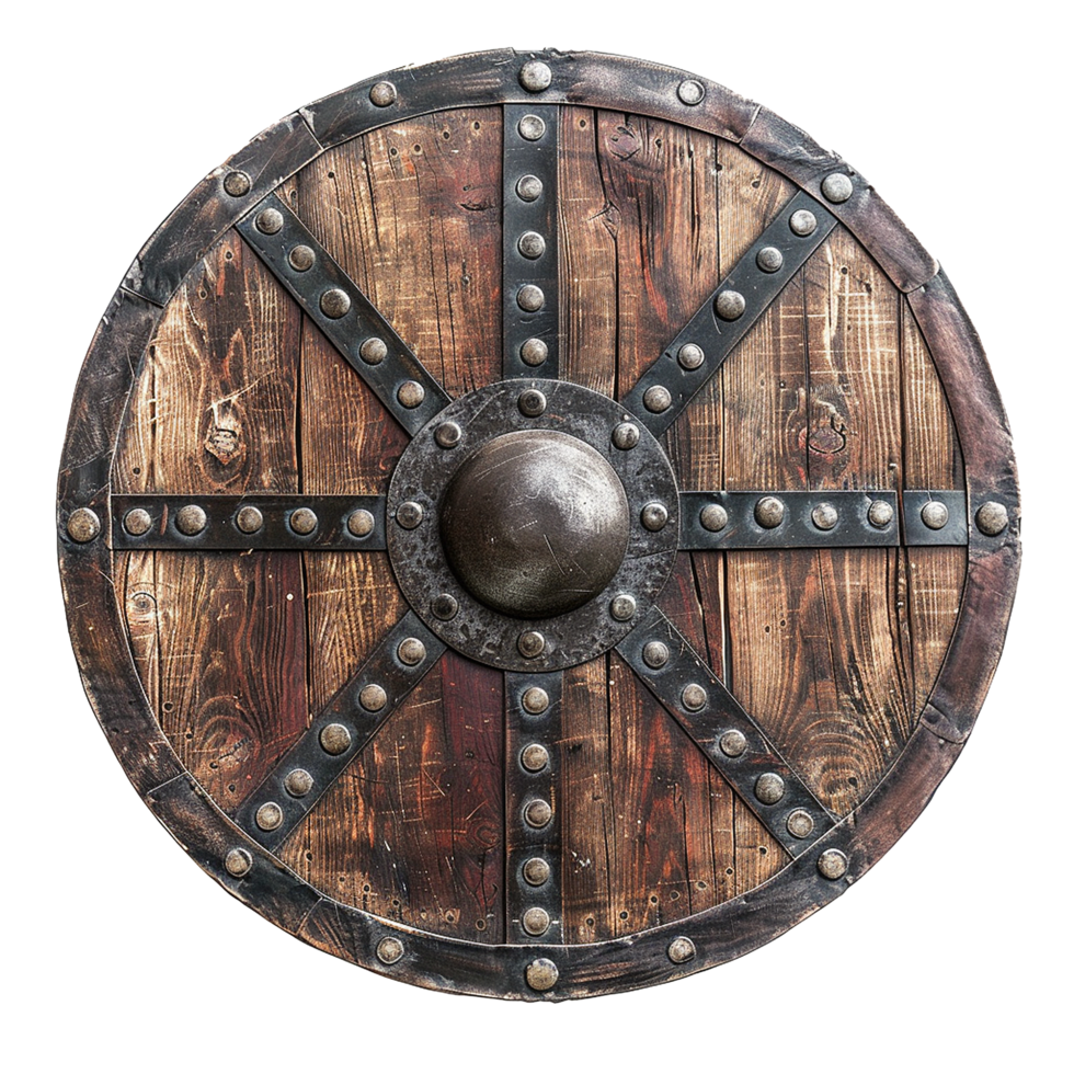 Viking round shield isolated on transparent background png
