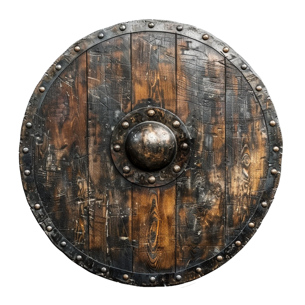 Viking round shield isolated on transparent background png