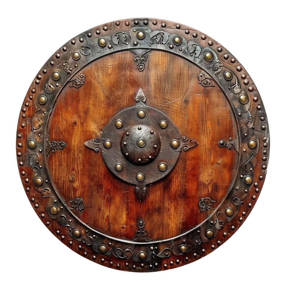 Viking round shield isolated on transparent background png
