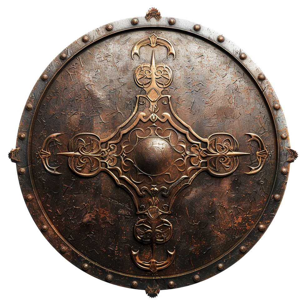 Viking round shield isolated on transparent background png