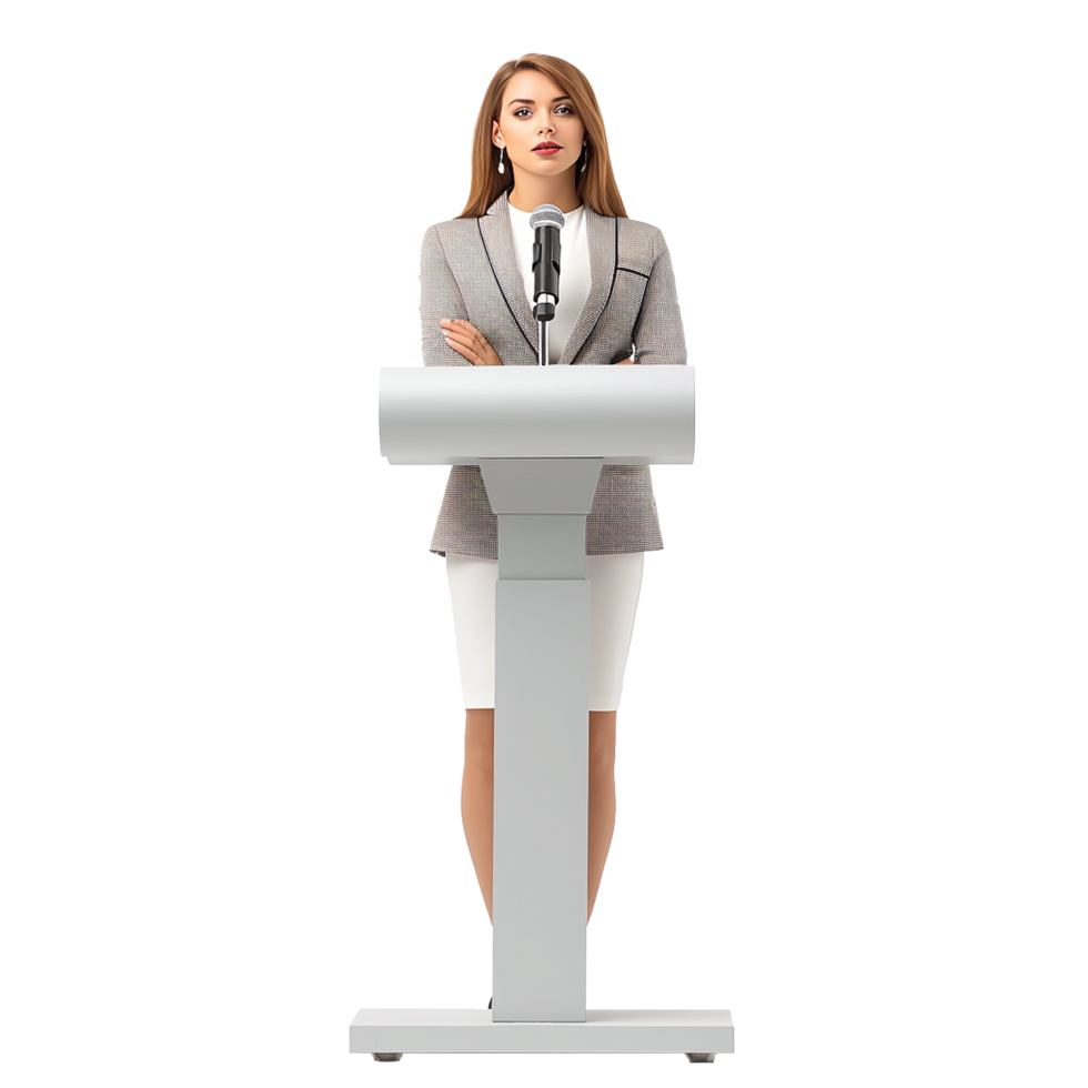 Businessman in microphone isolated on transparent background png