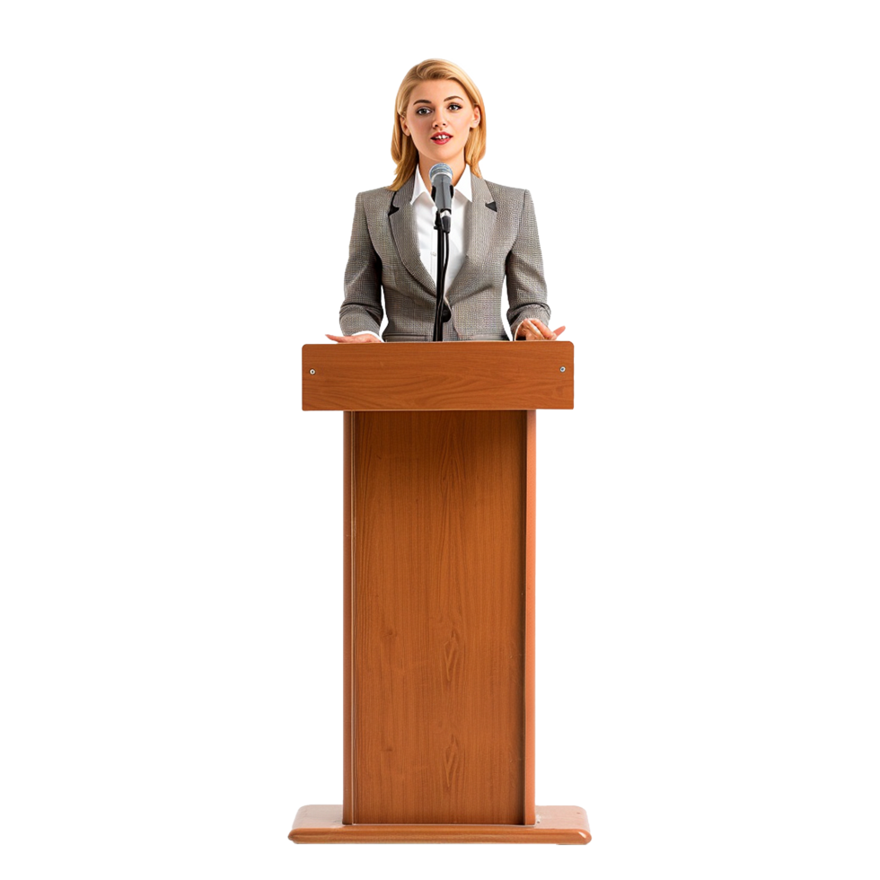 Businessman in microphone isolated on transparent background png