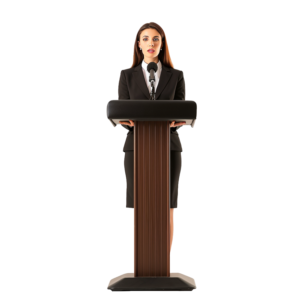 Businessman in microphone isolated on transparent background png