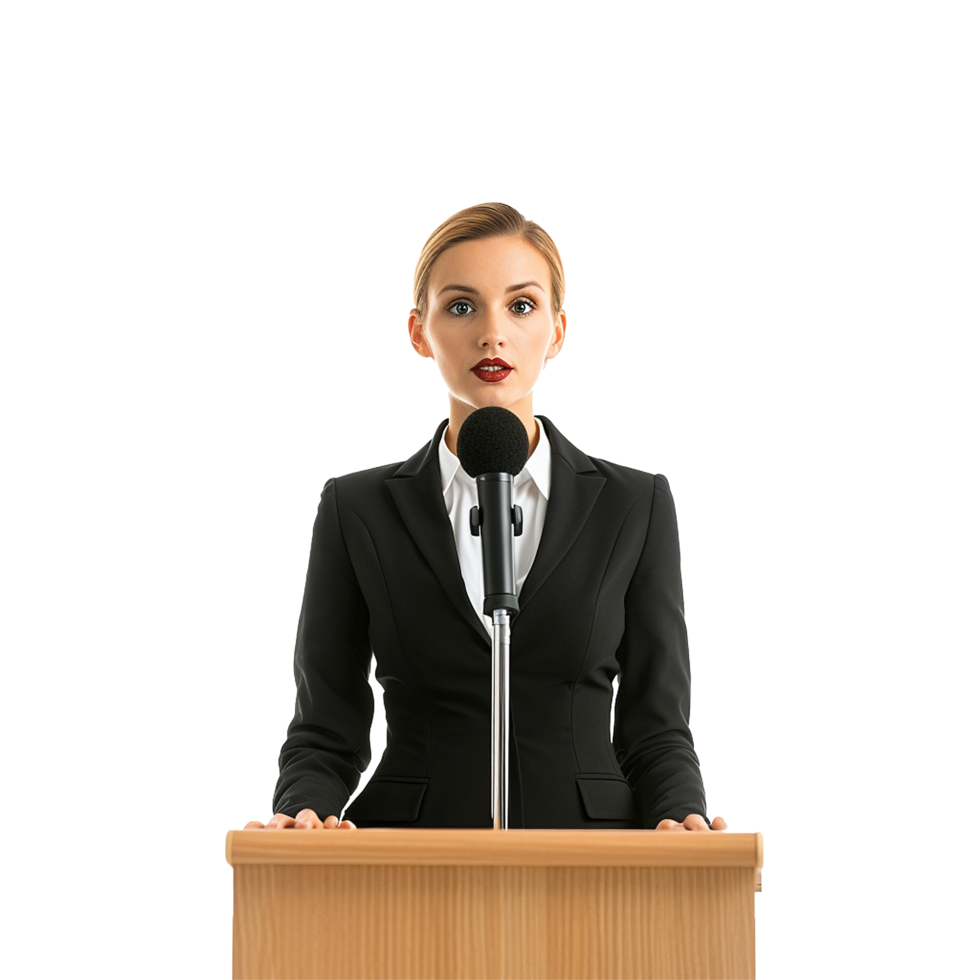 Businessman in microphone isolated on transparent background png