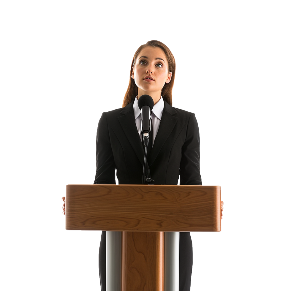 Businessman in microphone isolated on transparent background png