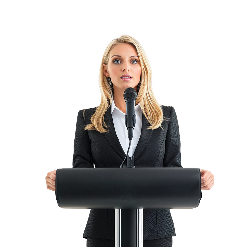 Businessman in microphone isolated on transparent background png