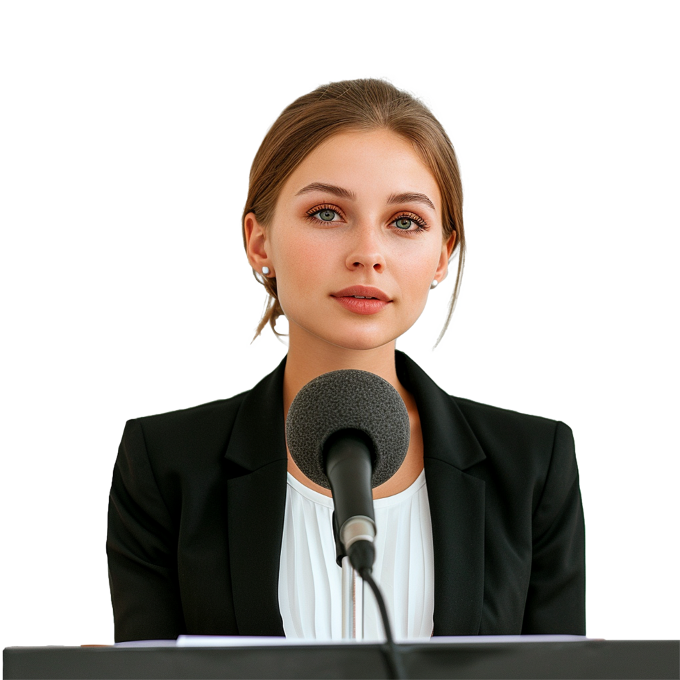 Businessman in microphone isolated on transparent background png