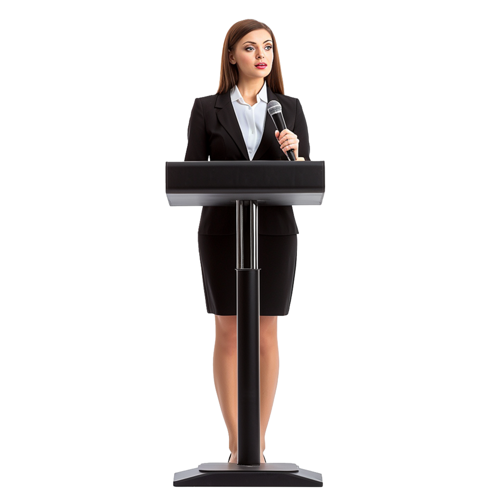 Businessman in microphone isolated on transparent background png