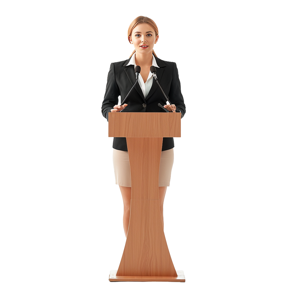 Businessman in microphone isolated on transparent background png