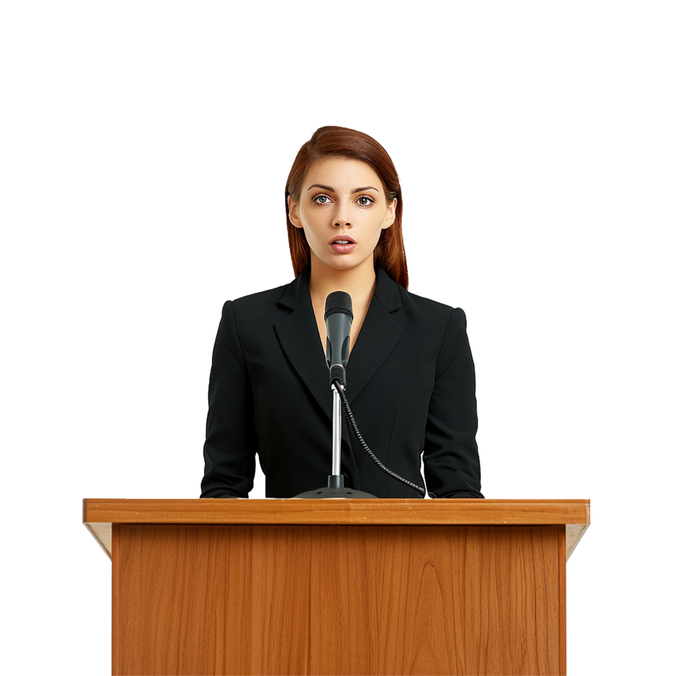 Businessman in microphone isolated on transparent background png