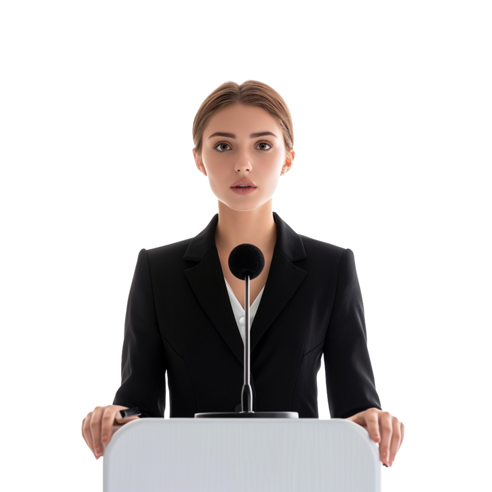 Businessman in microphone isolated on transparent background png