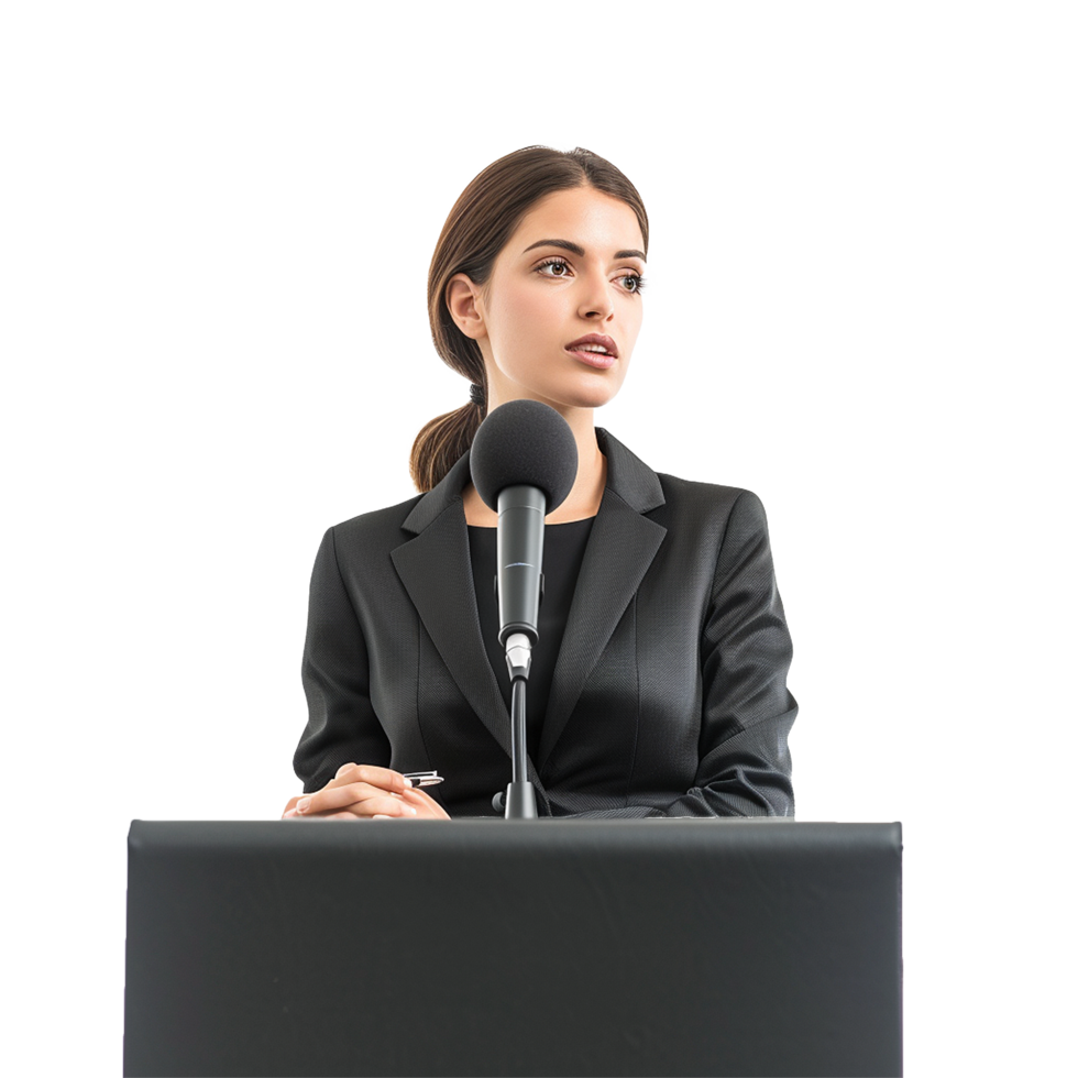 Businessman in microphone isolated on transparent background png