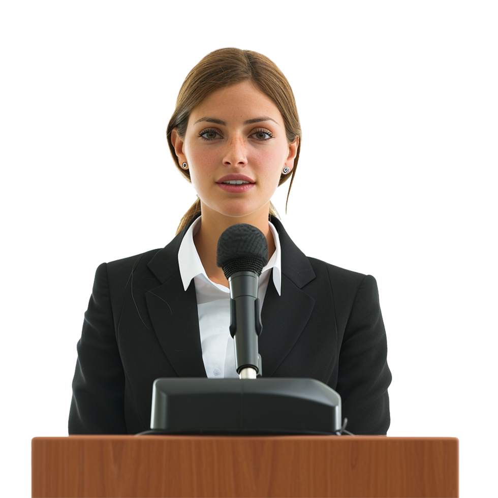 Businessman in microphone isolated on transparent background png