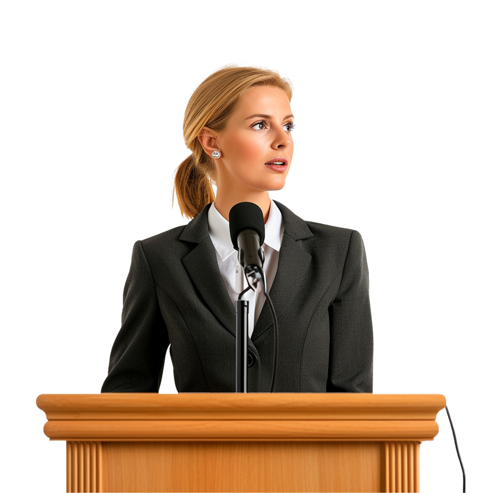 Businessman in microphone isolated on transparent background png